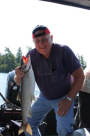 Fred with a Manitou Lake Trout Barker Bay Resort NW Ontario