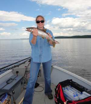 Krista with a nice Manitou Lake Trout